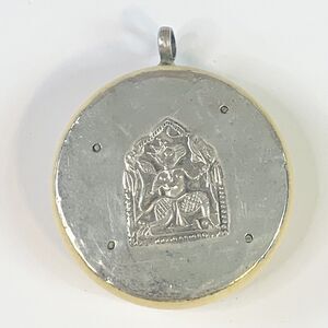 Rajasthan India Hindu Vtg Tribal Sterling Repousse Pendant Handmade Artisan